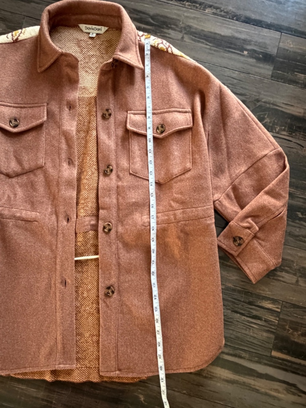 NEW Davi & Dani Jacket Button Front Drawstring Waist Front Chest Pockets Boho - Picture 13 of 16